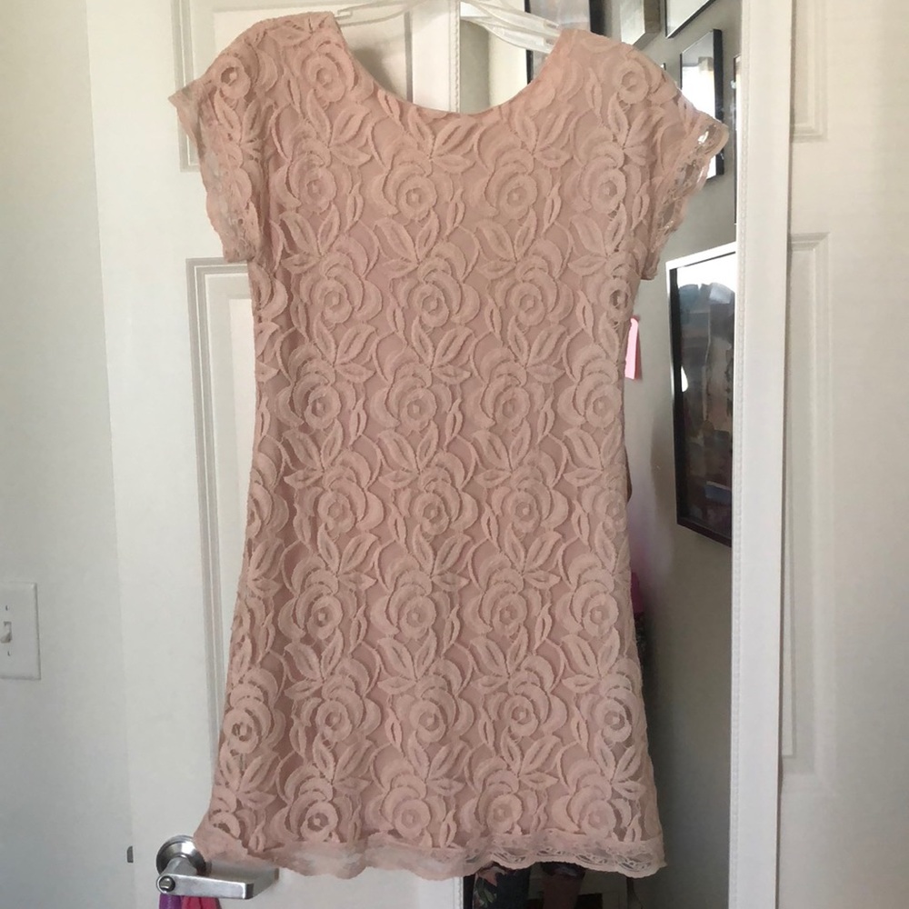 Short sleeve Lace dress in Blush